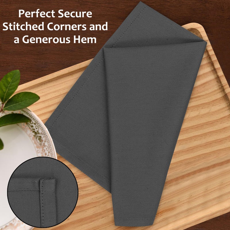 Ruvanti Cloth Napkins Set of 12, 18x18 Inches Napkins Cloth Washable, Soft, Durable, Absorbent, Cotton Blend. Table Dinner Napkins Cloth for Hotel, Lunch, Restaurant, Weddings, Parties - Dark Grey - Image 4